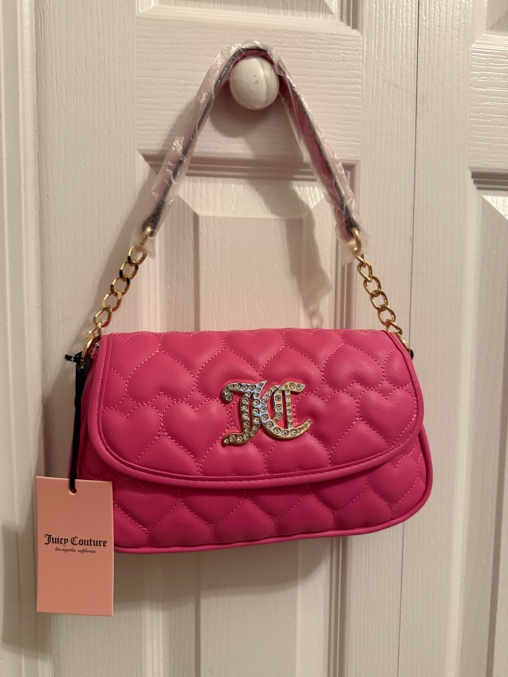 Juicy Couture Hot Pink Quilted Shoulder Bag with Gold Chain - Picture 3 of 5